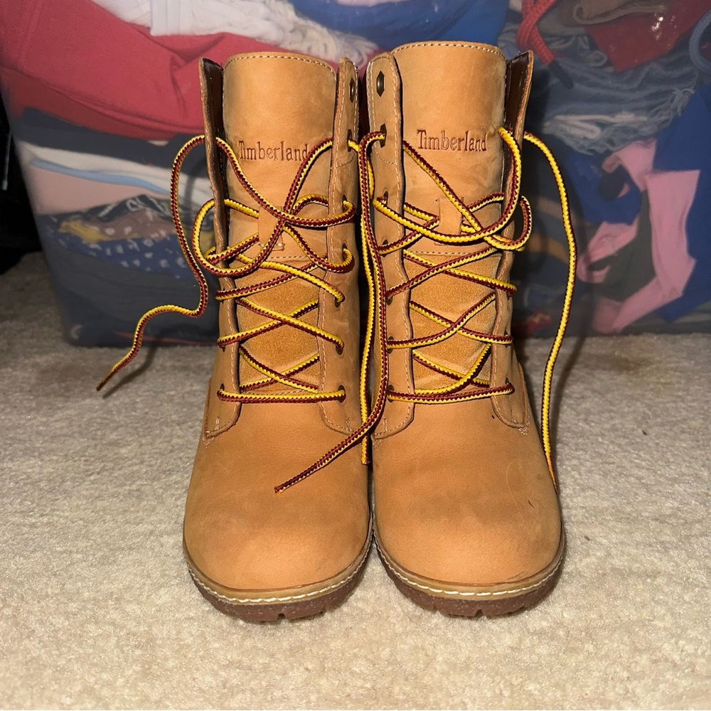Timberland Tillston Double Collar Wheat‎ Nubuck Leather Heeled Bootie - Picture 2 of 10